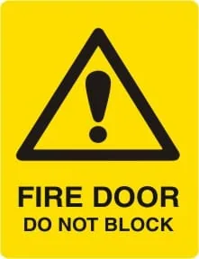 WARNING - FIRE DOOR DO NOT BLOCK – Part No. W 228